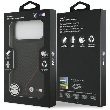 BMW ETUI CASE POKROWIEC DO MAGSAFE IPHONE 17 PRO MAX M CARBON LINE LOGO