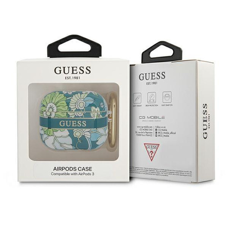 Guess GUA3HHFLN AirPods 3 cover zielony/green Flower Strap Collection