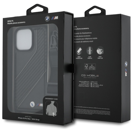 BMW BMHCP16X23PSCCK iPhone 16 Pro Max    6.9 czarny/black hardcase M Edition Carbon Stripe & Strap