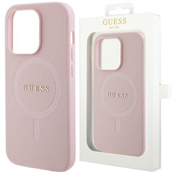 Etui Guess GUHMP13LPSAHMCP na iPhone 13 Pro / 13 - różowe Saffiano MagSafe