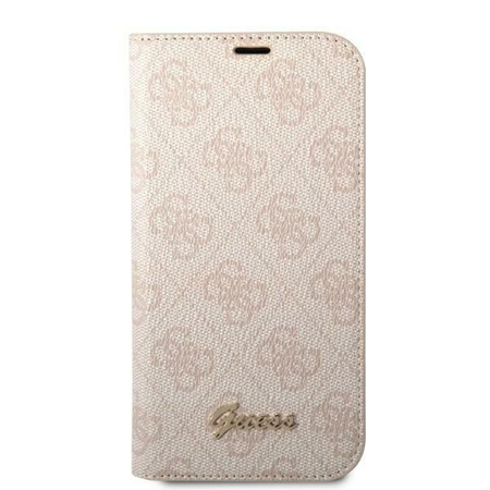 Guess GUBKP14LHG4SHP iPhone 14 Pro 6,1" różowy/pink book 4G Vintage Gold Logo