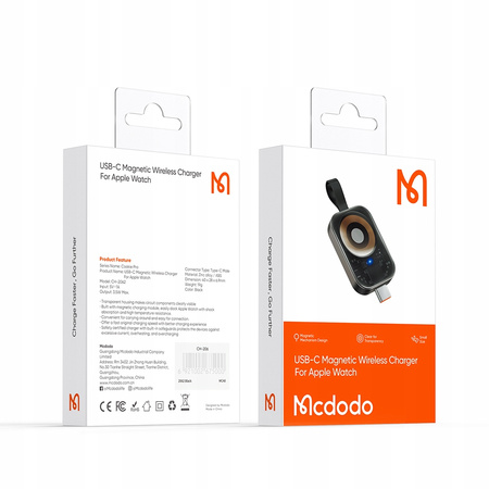 MCDODO ŁADOWARKA INDUKCYJNA ZEGARKA USB-C DO APPLE WATCH 5 6 SE 7 8 9 ULTRA