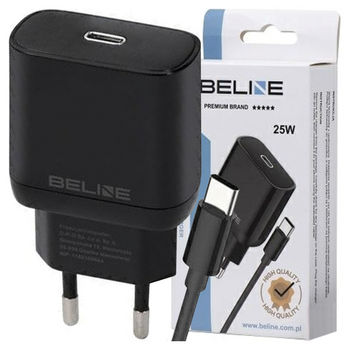 BELINE ŁADOWARKA SIECIOWA 1X USB-C 25W + KABEL USB-C DO TELEFONÓW Z USB-C