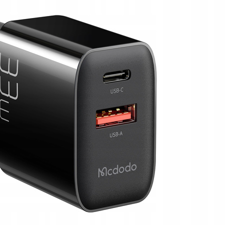 Ładowarka do telefonu Mcdodo, Szybka, USB, USB-C, 33W, kabelw zestawie, 60W, czarna