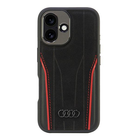 Audi Genuine Leather MagSafe iPhone 166.1 czarno-czerwony/black-red hardcase AU-TPUPCMIP16-R8/D3-RD