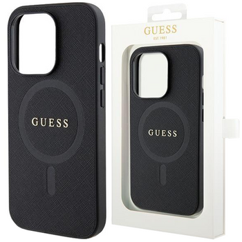 Etui Guess GUHMP14XPSAHMCK na iPhone 14 Pro Max 6.7" - czarne Saffiano MagSafe