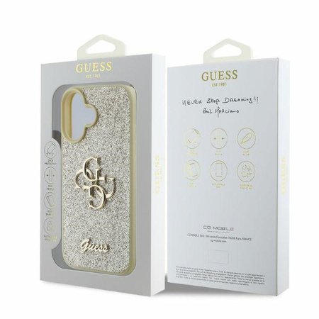 GUESS CASE DO IPHONE 16 6.1 FIXED GLITTER BIG HARDCASE Z PEWNOŚCIĄ OCHRONY