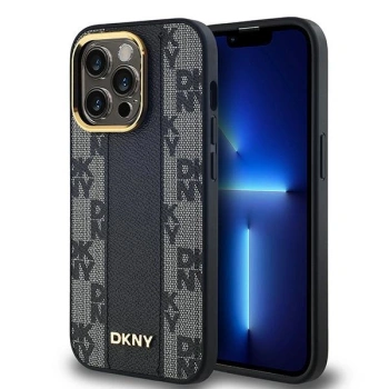 DKNY ETUI HARDCASE DO IPHONE 13 PRO 6.1 LEATHER CHECKERED MONO WZÓR