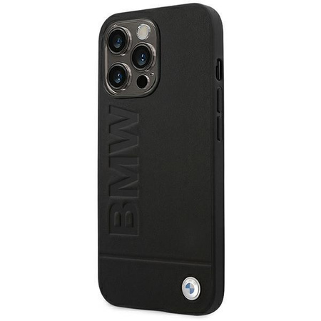 Etui BMW BMHCP14LSLLBK na iPhone 14 Pro - czarne Leather Stamp