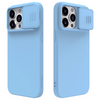 Silikonowe etui Nillkin CamShield Silky Silicone Case do iPhone 15 Pro Max z osłoną na aparat - niebieskie