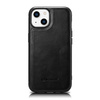 iCarer Leather Oil Wax etui pokryte naturalną skórą do iPhone 14 Plus (kompatybilne z MagSafe) czarny (WMI14220719-BK)