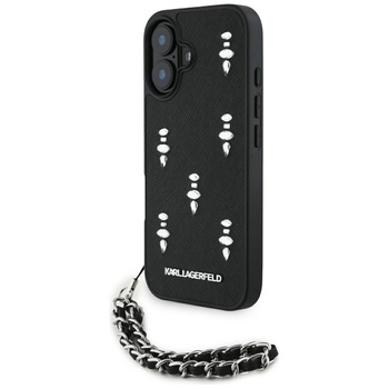 KARL LAGERFELD ETUI SAFFIANO CRYSTALS DO IPHONE 16 Z ŁAŃCUSZKIEM ELEGANCKIE