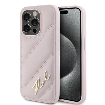 KARL LAGERFELD ETUI HARDCASE DO IPHONE 15 PRO 6.1 Z DIAGONAL QUILTED SCRIPT
