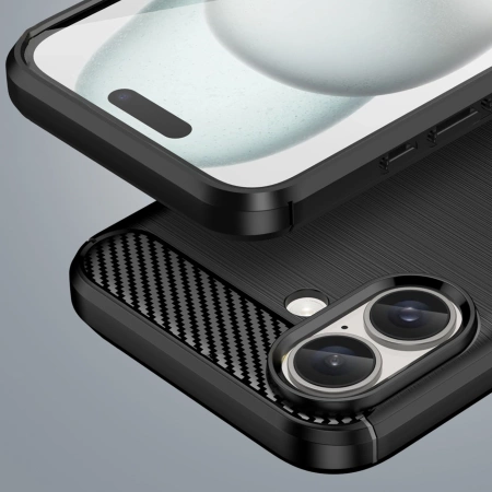 HURTEL ETUI SILIKONOWE CASE POKROWIEC DO IPHONE 16 PLUS CARBON CZARNE