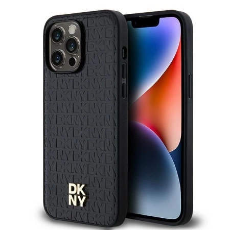 DKNY ETUI HARDCASE DO IPHONE 14 PRO MAX DO MAGSAFE SKÓRZANE LOGO MONOGRAM