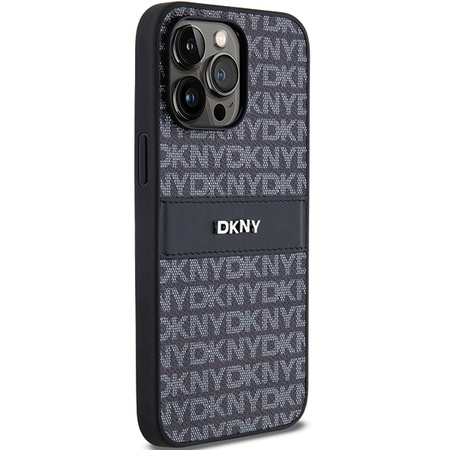 DKNY POKROWIEC HARDCASE DO IPHONE 14 PRO SKÓRA Z METALOWYM LOGO MONO STRIPE