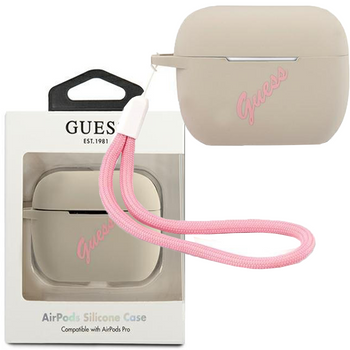 Guess GUACAPLSVSGP AirPods Pro cover szaro różowy/grey pink Silicone Vintage