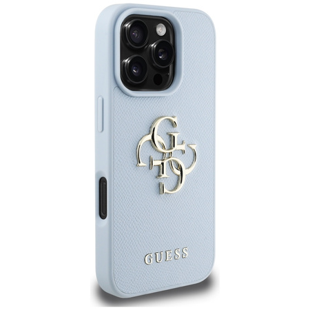 GUESS ETUI TPU DO IPHONE 16 PRO LOGO 4G CLASSIC SMALL Z WZOREM GRANULOWANYM