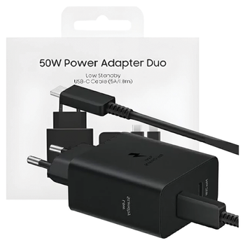 Ład. siec. Samsung EP-T5020XBEGEU PD 50W+ kabel USB-C/USB-C 5A 1.8m Super Fast Charge czarny/black