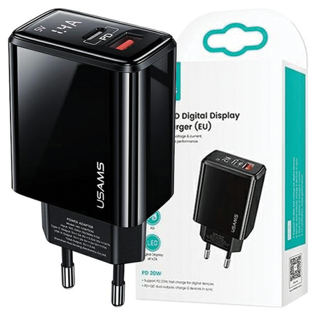 USAMS ŁADOWARKA SIECIOWA 1xUSB-C 1xUSB T40 DO APPLE DO LIGHTNING PD3.0