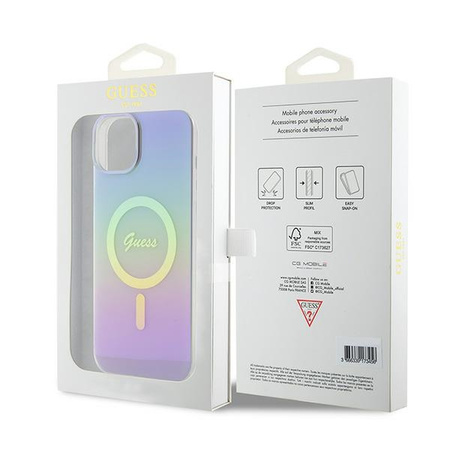 GUESS ETUI HARDCASE DO IPHONE 15 14 13 DO MAGSAFE IML IRIDESCENT FIOLETOWY