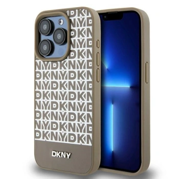 DKNY CASE DO IPHONE 15 PRO 6.1 LEATHER PRINTED PATTERN DO MAGSAFE METAL