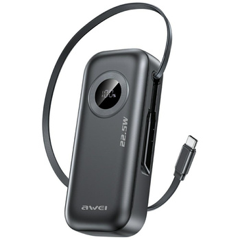 AWEI POWERBANK 10000MAH DO TELEFONÓW Z KABLEM 22.5W DO SZYBKIEGO ŁADOWANIA