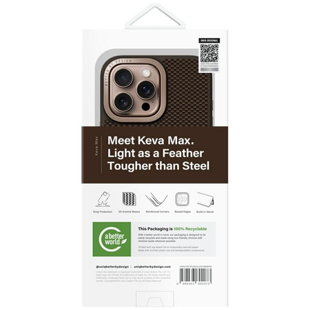 Etui UNIQ Keva Max do iPhone 16 Pro Max  Magclick Charging Camera Stand brązowy