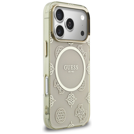 Etui Guess IML Peony Dot MagSafe do iPhone 17 Pro beżowy