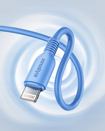 INNOSTYLE JAZZY KABEL USB-C LIGHTNING MFI SZYBKIEGO ŁADOWANIA DO IPHONE KEVLAR 1M NIEBIESKI