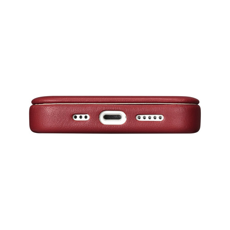 iCarer CE Premium Leather Folio Case skórzane etui iPhone 14 Pro z klapką magnetyczne MagSafe czerwony (WMI14220714-RD)