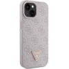 Etui Guess Leather 4G Triangle Strass do iPhone 15 - różowe