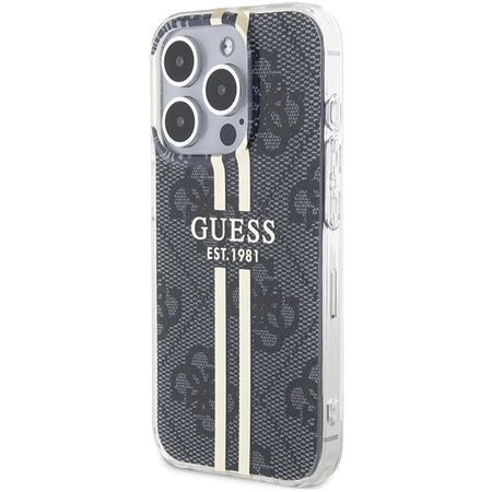 Etui Guess IML 4G Gold Stripe na iPhone 15 Pro - czarne