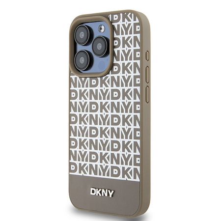 DKNY CASE DO IPHONE 15 PRO 6.1 LEATHER PRINTED PATTERN DO MAGSAFE METAL