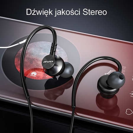 AWEI SŁUCHAWKI L3 3,5MM JACK DO TELEFONÓW LAPTOPÓW Z DŁUGIM KABLEM 1,5M