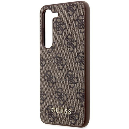 Etui Guess GUHCS23SG4GFBR S23 S911 - brązowe 4G Metal Gold Logo