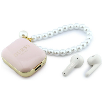 Słuchawki TWS Guess Pearl Strap różowy