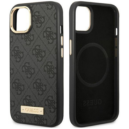 Guess GUHMP14MU4GPRK iPhone 14 Plus 6,7" czarny/black hard case 4G Logo Plate MagSafe