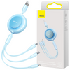 Baseus Bright Mirror 2 kabel przewód 3w1 USB Typ A - micro USB + Lightning + USB Typ C 3.5A 1.1m błękitny (CAMJ010017)