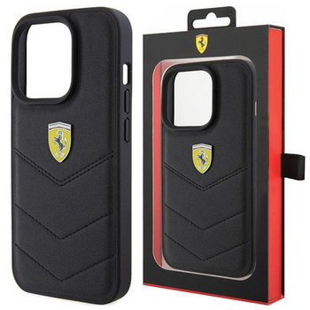 Etui Ferrari Quilted Metal Logo do iPhone 15 Plus - czarne