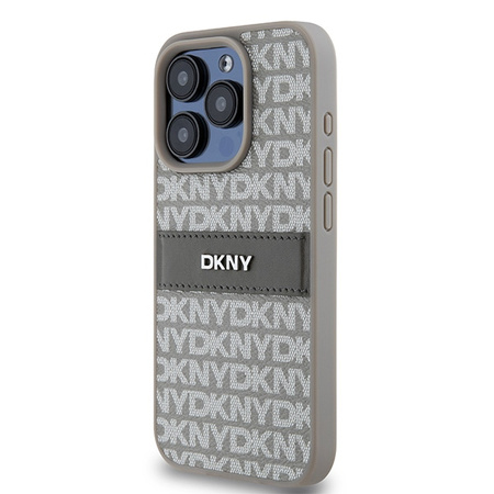 DKNY ETUI HARDCASE LEATHER MONO STRIPE DO IPHONE 15 PRO 6.1 Z LOGO
