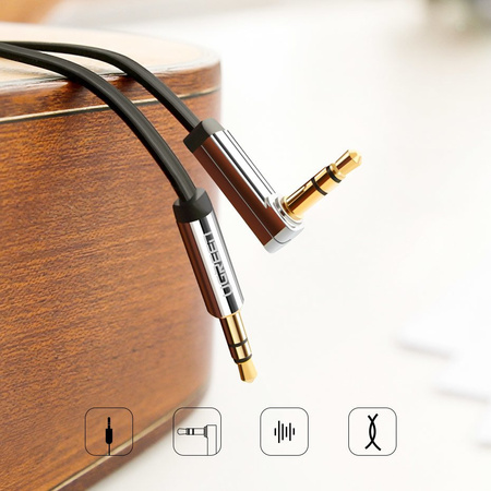 Ugreen płaski kabel przewód audio AUX 3,5 mm mini jack 5m srebrny (10728)