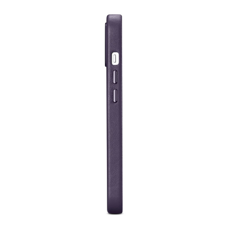 iCarer Case Leather pokrowiec etui z naturalnej skóry do iPhone 14 Plus ciemnofioletowy (kompatybilne z MagSafe)