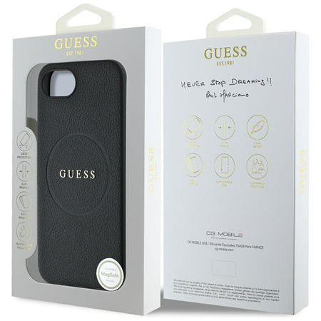 GUESS ETUI CASE GRAINED RING DO MAGSAFE DO IPHONE 16E WYSOKA OCHRONA
