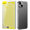 Baseus Frosted Glass Case etui pokrowiec do iPhone 13 sztywna obudowa z żelową ramką przezroczysty (ARWS000602)