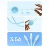 Baseus Bright Mirror 2 kabel przewód 3w1 USB Typ A - micro USB + Lightning + USB Typ C 3.5A 1.1m błękitny (CAMJ010017)