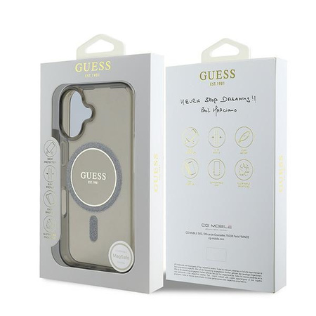 GUESS ETUI HARDCASE IML GLITTER CIRCLE DO MAGSAFE DO IPHONE 16 6.1