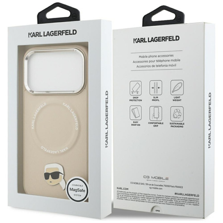 Etui Karl Lagerfeld Karl Pin MagSafe doiPhone 17 Pro beżowy