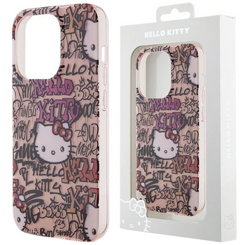 Etui Hello Kitty IML Tags Graffiti na iPhone 15 Pro - różowe