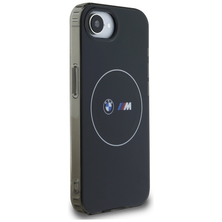 BMW ETUI CASE DO IPHONE 16E Z DO MAGSAFE BIAŁYM KRĘGIEM I METALOWĄ POWŁOKĄ